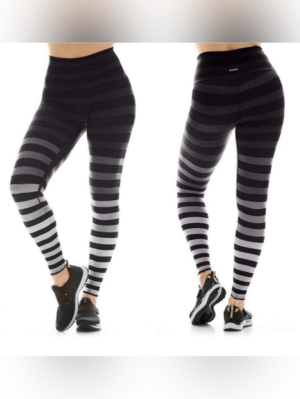 K-DEER Black Signature Stripe Leggings Jody Stripe Gradient